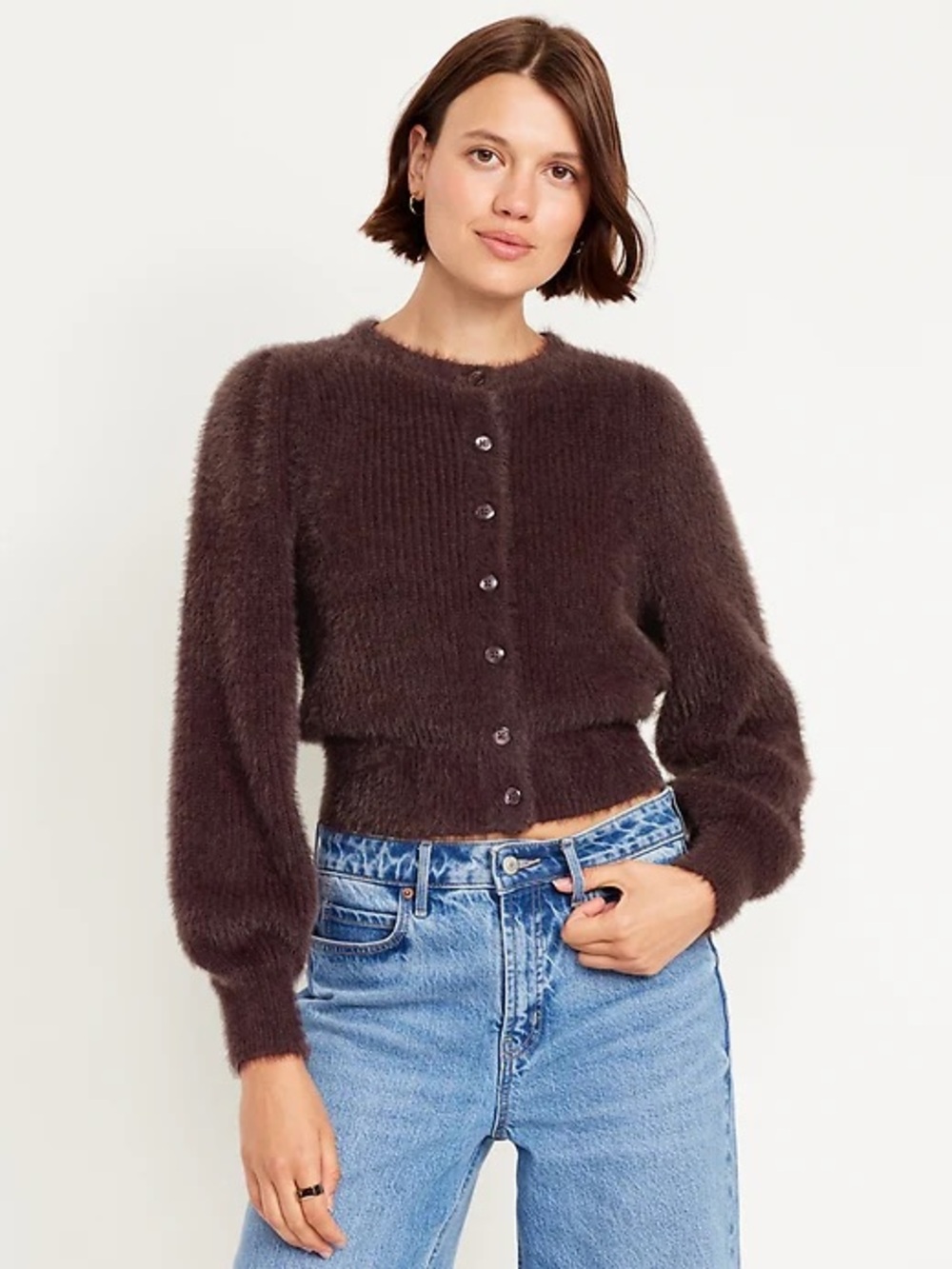 Old Navy eyelash crop cardigan sweater